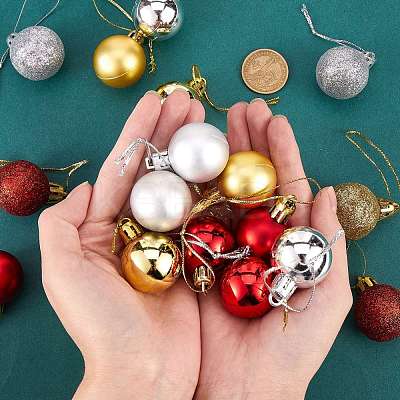 3 Boxes 3 Style Christmas Ball Plastic Ornaments AJEW-SZ0001-86-1