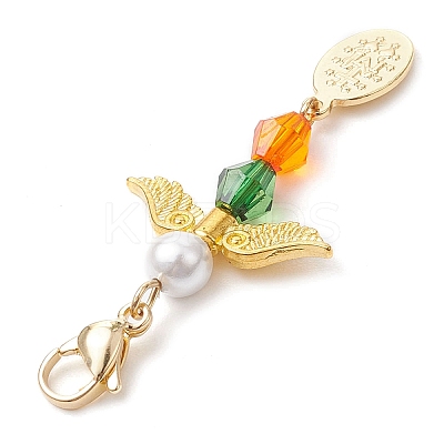 Angel Acrylic & Shell Pearls Pendant Decorations HJEW-JM02459-1
