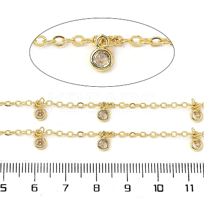 Brass Cubic Zirconia Cable Chains CHC-H112-02G-02-1