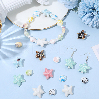 48Pcs 12 Styles Handmade Porcelain Beads PORC-PA0001-07-1