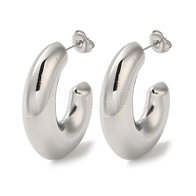 Non-Tarnish 304 Stainless Steel Ring Stud Earrings EJEW-Z026-06P-1