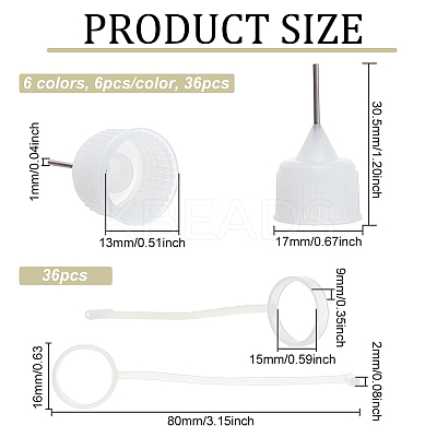 BENECREA 36 Sets 6 Colors Iron Replacement Needle Tip Cap FIND-BC0003-99-1