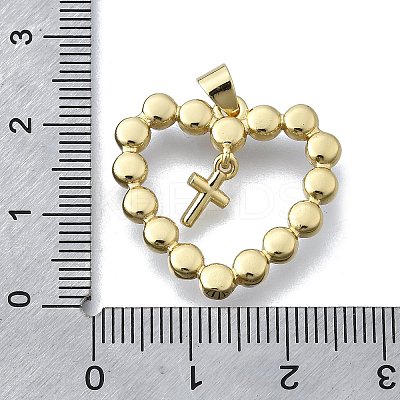 Heart with Cross Brass Pendants KK-V010-19G-1