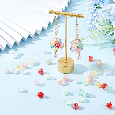 560Pcs 8 Colors 6-Petal Imitation Jelly Acrylic Bead Caps OACR-DC0001-05-1