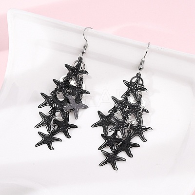 430 Stainless Steel Starfish Dangle Earrings EJEW-A137-11EB-1