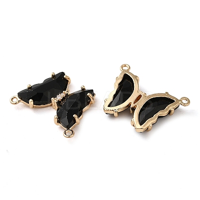 Brass Pave Faceted Glass Connector Charms FIND-Z020-03-1
