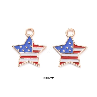 50Pcs Independence Day Light Gold Plated Alloy Enamel Pendants ENAM-LS0001-08LG-1