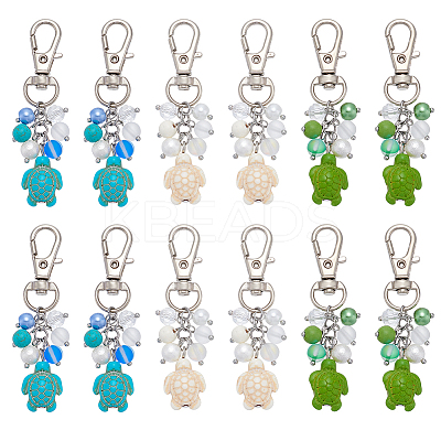 12Pcs 3 Colors Sea Turtle Synthetic Turquoise Pendants Decoration HJEW-NB00201-1
