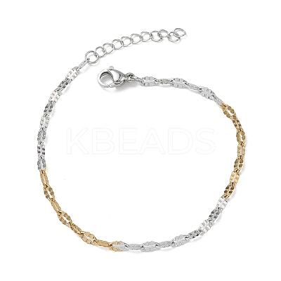 304 Stainless Steel Dapped Chains Bracelets for Women BJEW-D466-08C-GP-1