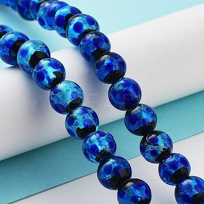 Glow in the Dark Luminous Style Handmade Silver Foil Glass Round Beads LS-FOIL-I006-8mm-02-1