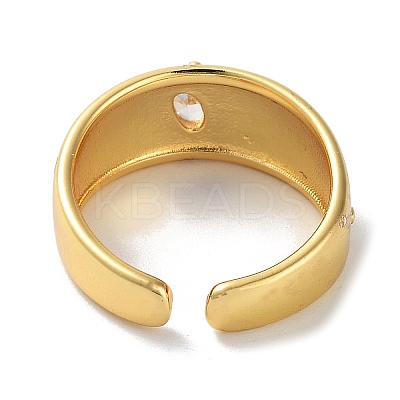 Oval Glass Open Cuff Rings for Women RJEW-E292-05G-1
