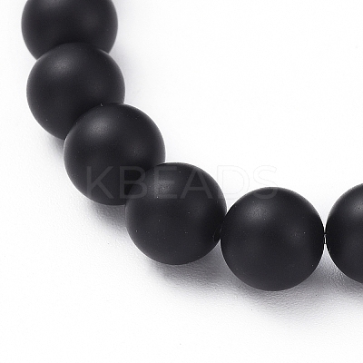 Natural Black Agate(Dyed & Heated) Beads Stretch Bracelets BJEW-JB04801-01-1
