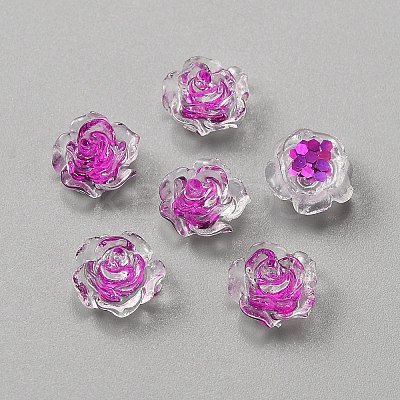Camellia Transparent Resin Cabochons MRMJ-WH0075-57F-1