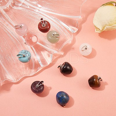 10Pcs 10 Style Natural & Synthetic Gemstone Pendants G-SZ0001-75-1
