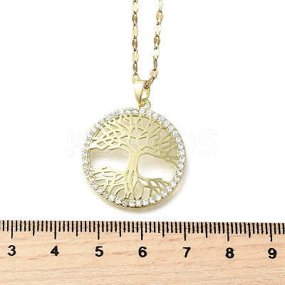 Brass Micro Pave Clear Cubic Zirconia Tree of Life Pendants LS-NJEW-H066-01F-G-1