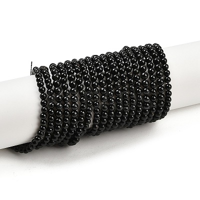 Natural Black Tourmaline Beads Strands G-G763-01-4mm-AB-1