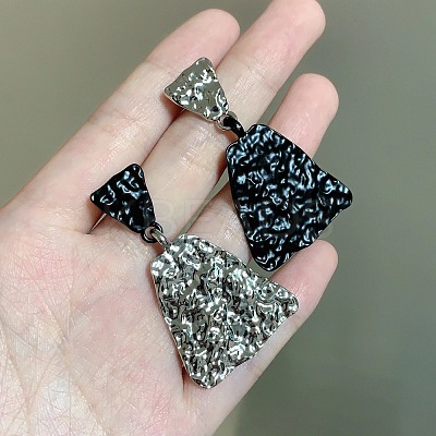 Alloy Triangle with Trapezoid Dangle Stud Earrings FS-WGE86CF-01-1