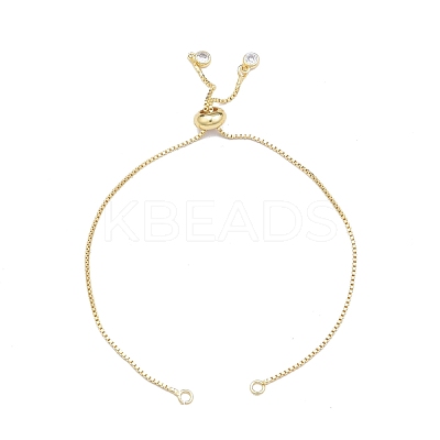 Brass Box Chains Slider Bracelet Making with Clear Cubic Zirconia Tiny Charms BJEW-N021-01-1