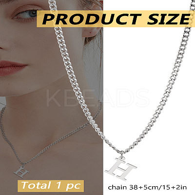 1Pc 304 Stainless Steel Letter Pendant Necklaces NJEW-LP0001-33H-P-1