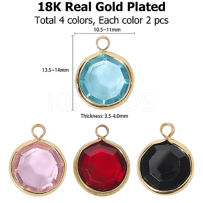 8Pcs 4 Colors K9 Glass Charms GLAA-DJ0001-04P-1