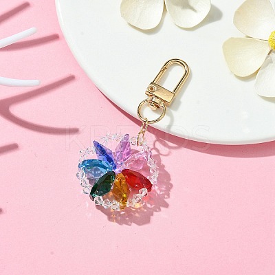 Flower Glass Pendant Decorations HJEW-TA00196-1