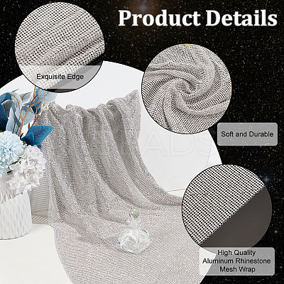 Aluminum Rhinestone Mesh Wrap Roll FIND-WH0421-14-1
