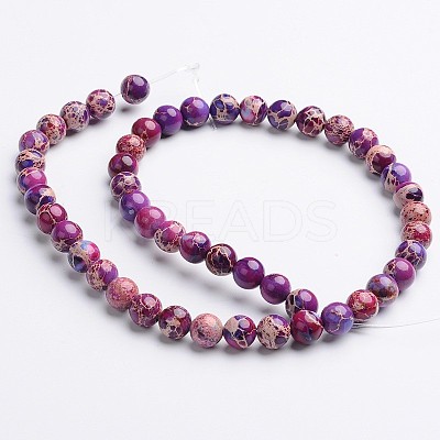 Dyed & Heated Natural Imperial Jasper Round Bead Strands X-G-M274-03-6mm-1