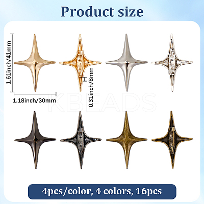 16Ocs 4 Colors Star Alloy Kilt Pins for Clothes JEWB-CY0001-03-1