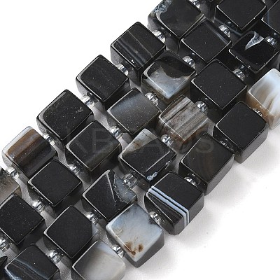 Natural Banded Agate(Dyed & Heated) Beads Strands G-D338-A09-01-1