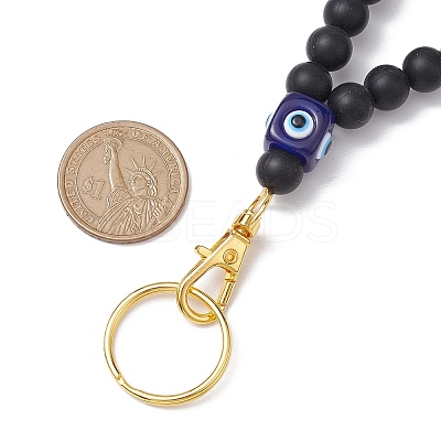 Round Silicone & Resin Evil Eye Beads Name Card Necklace Lanyard NJEW-JN05095-01-1