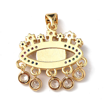 Lampwork Evil Eye Pendants with Colorful Cubic Zirconia ZIRC-L102-13G-06-1