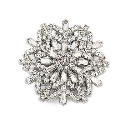 Rotatable Snowflake Alloy Rhinestone Brooches for Backpack Clothes LS-PALLOY-D361-11G-1