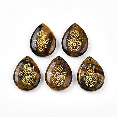 Natural Tiger Eye Pendants G-N345-05A-1