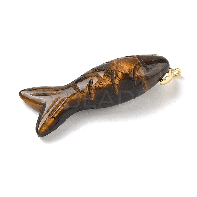 Natural Tiger Eye Carved Pendants G-P599-08G-03-1