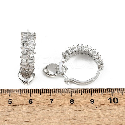 Heart Brass Micro Pave Clear Cubic Zirconia Hoop Earrings EJEW-S275-04P-1