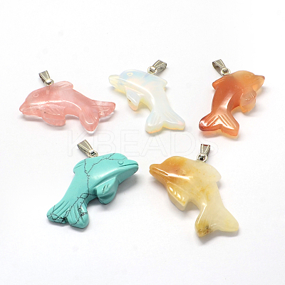 Dolphin Natural & Synthetic Mixed Stone Pendants G-Q449-01-1