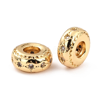 Brass Micro Pave Clear Cubic Zirconia Beads ZIRC-P091-05B-G-RS-1