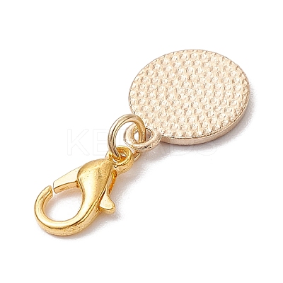 14Pcs 7 Colors Flat Round with Smiling Face Alloy Enamel Pendant Decorations HJEW-JM02585-1