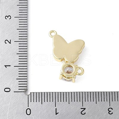 Brass Micro Pave Cubic Zirconia and Glass Connector Charms KK-F892-48G-01-1