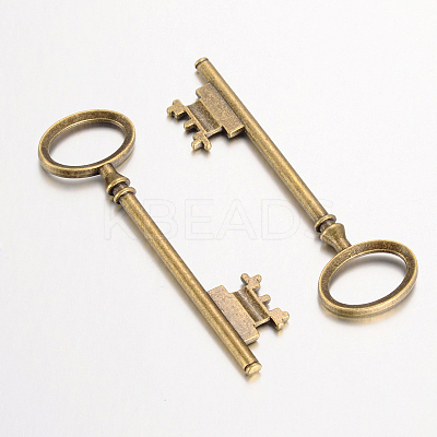 Tibetan Style Alloy Skeleton Key Large Pendants TIBEP-S105-AB-NR-1