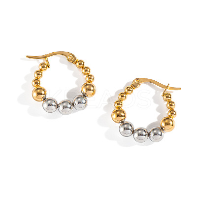 Stainless Steel Two Tone Round Hoop Earrings FN9232-1