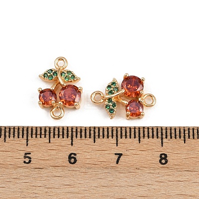 Brass Pave Orange Cubic Zirconia Fruit Connector Charms KK-C115-02A-G-1