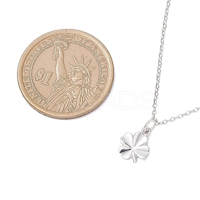 Clover Brass Pendant 304 Stainless Steel Cable Chain Necklaces for Women NJEW-JN05601-02-1