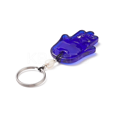 Handmade Lampwork Blue Evil Eye Keychain Key Ring KEYC-JKC00385-1