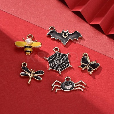 36Pcs 6 Style Light Gold Plated Alloy Pendants ENAM-ZZ0001-05-1