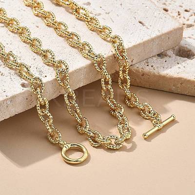 Brass Twisted Cable Chain Necklaces with OT Clasps for Men Women NJEW-G160-11G-1