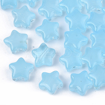 Transparent Spray Painted Glass Beads X1-GLAA-N035-01-A06-1