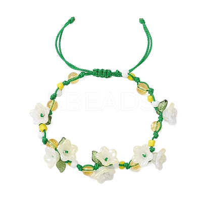 Flower Synthetic Citrine  Braided Bracelets for Women BJEW-TA00625-03-1