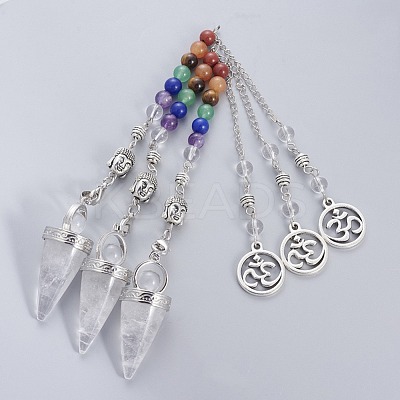 Chakra Jewelry Natural Quartz Crystal Cone Dowsing Pendulums G-G771-E07-1