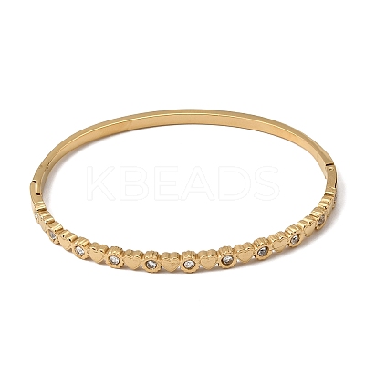 304 Stainless Steel Crystal Rhinestone Heart Hinged Cuff Bangles for Women SA-CBA61B8-10G-1